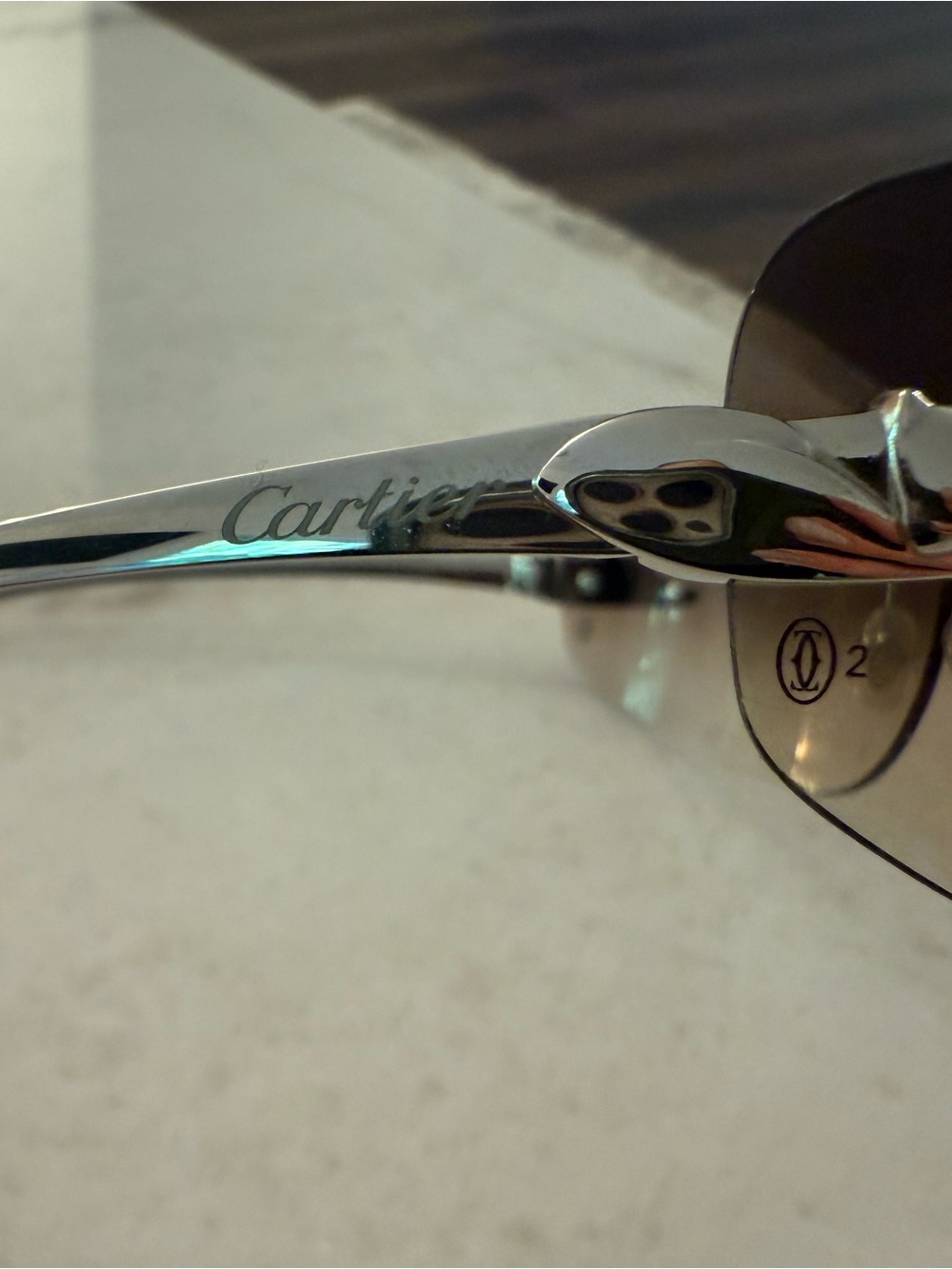 Cartier Rimless Gradient Brown Sunglasses - Picture 3 of 6